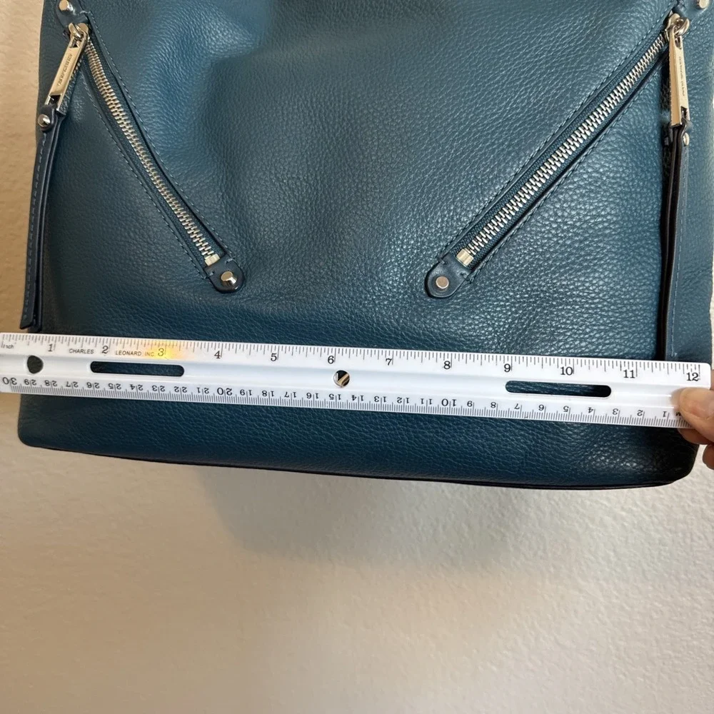 Michael Kors Evie Large Pebbled Leather Hobo Bag Silver‎ Tone Hardware-READ